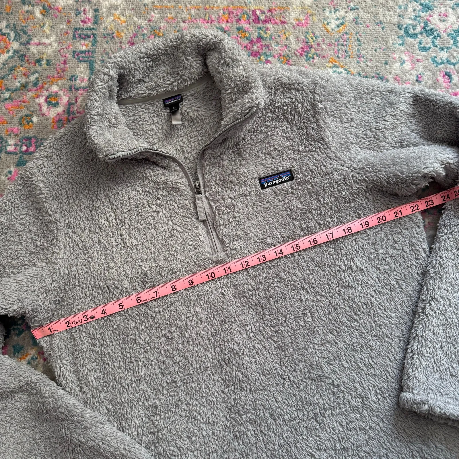 Patagonia Los Gatos Grey Fleece 1/4 Zip Pullover Sweater Women’s Size XL - Image 3