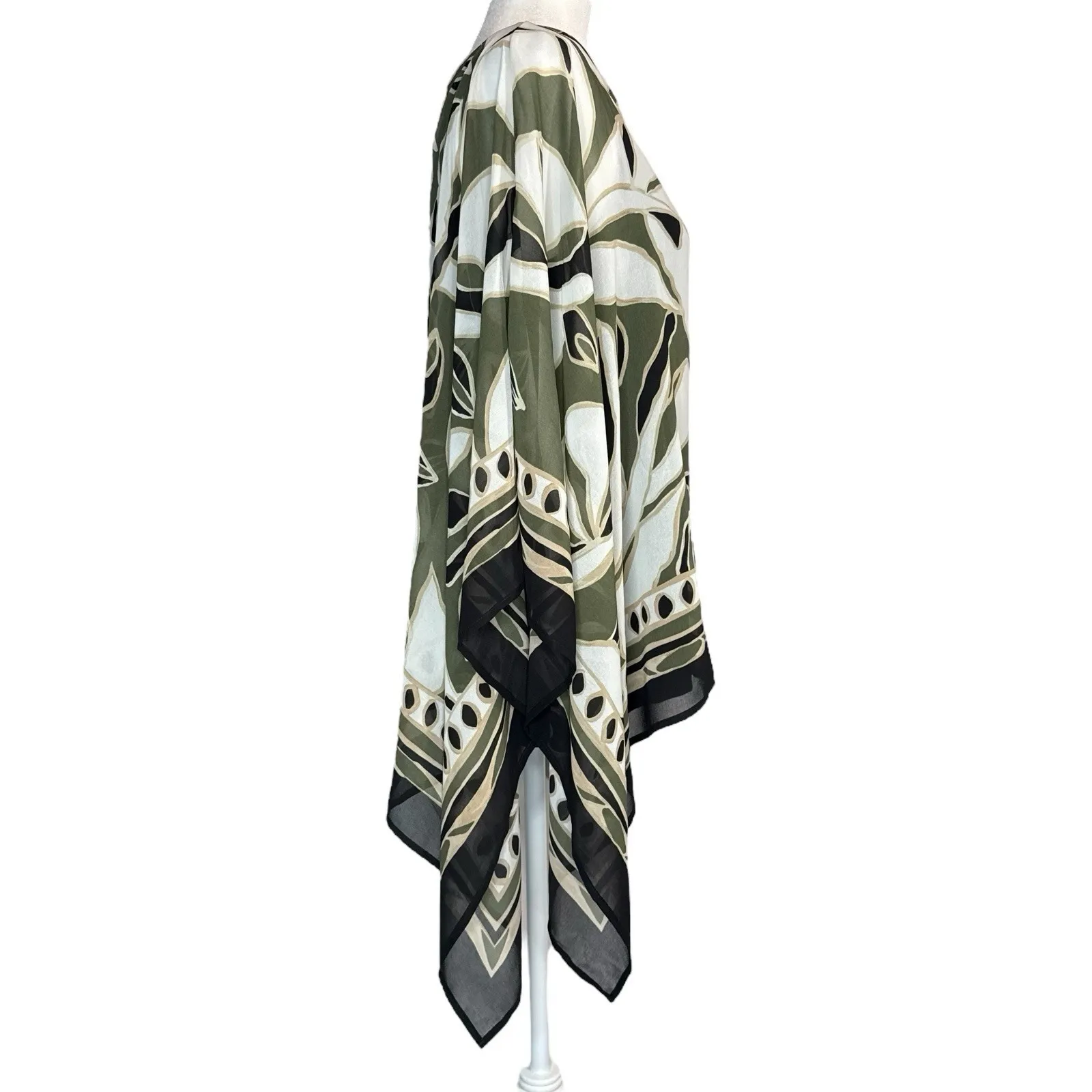 Chicos Travelers‎ Poncho Top Sz 0 Small Paisley Chiffon Overlay Relaxed Blouse - Image 7