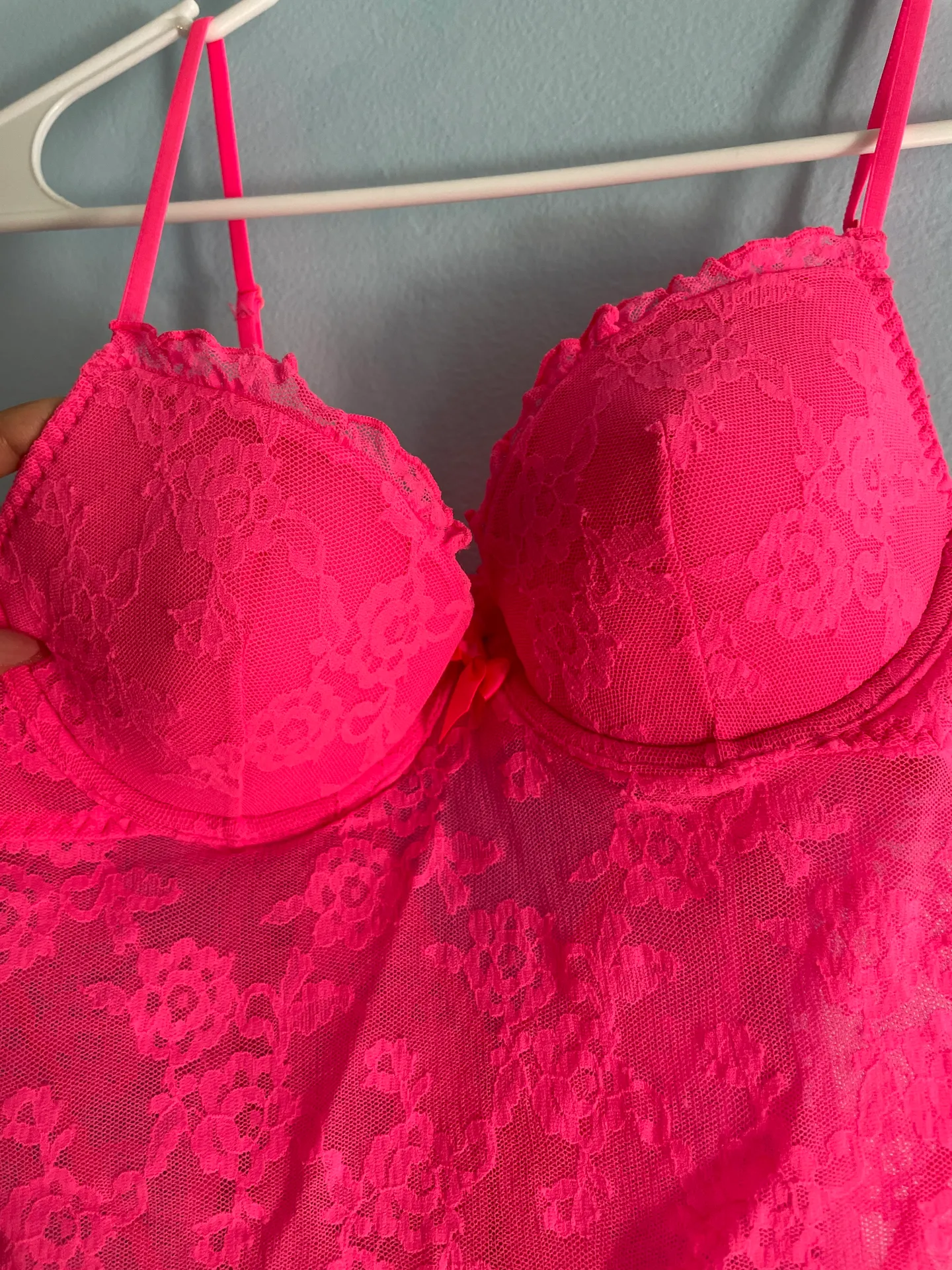 Lace Pink Babydoll Lingerie 36B - Image 4