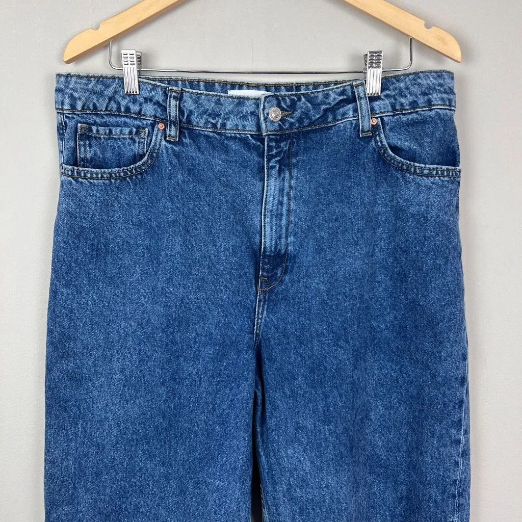 MNG Denim Jeans‎ Womens 14 Blue High Rise Wide Leg Baggy Frayed Hem Cotton Denim - Image 16