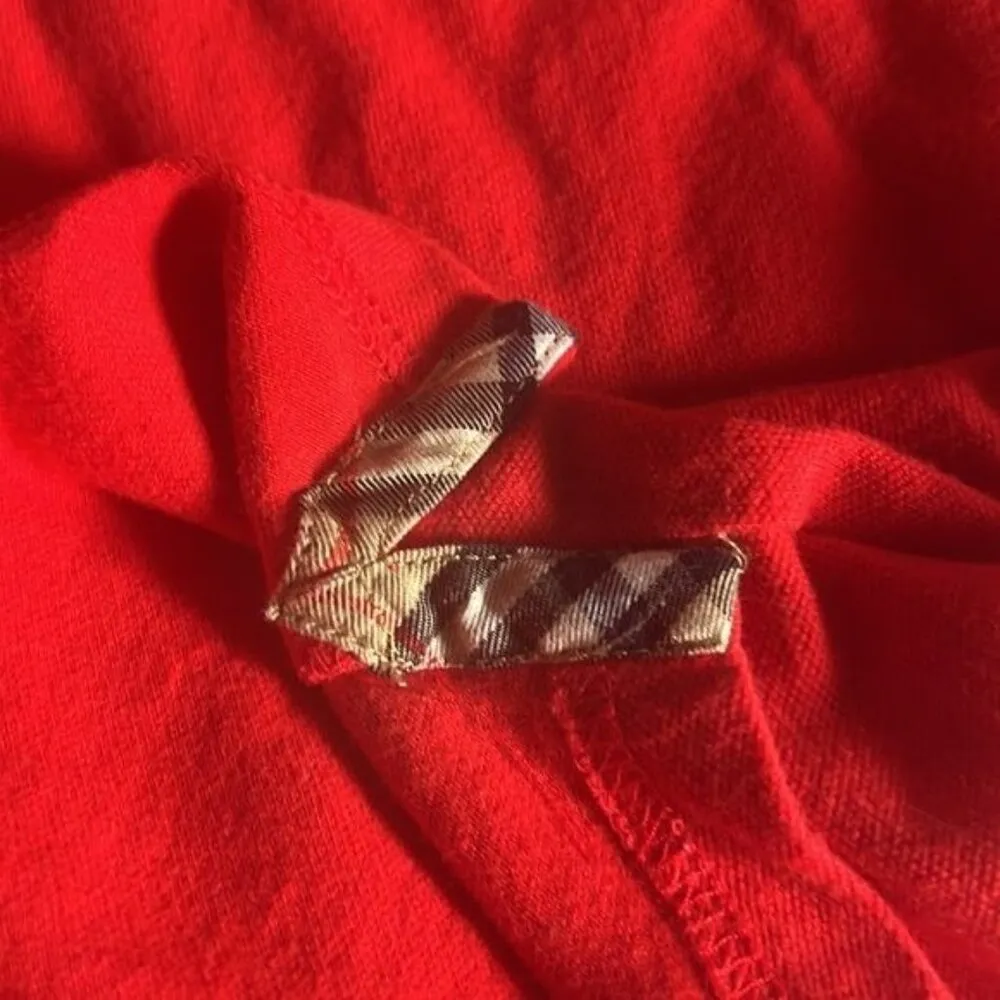 Burberry Golf Polo Shirt Top Long Sleeve Red Small - Image 7