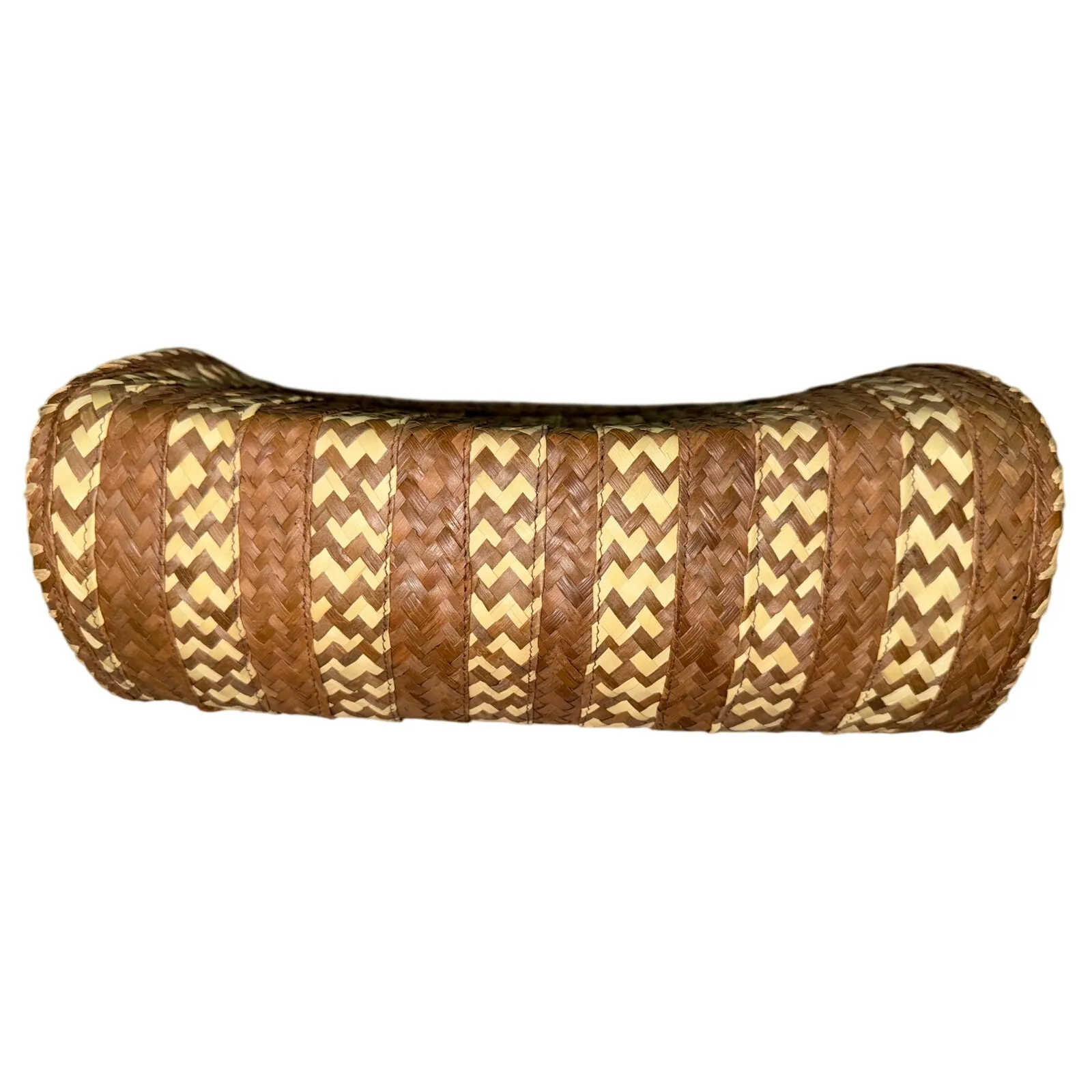 Vintage 70s Woven Straw Floral clutch bag rare handmade rattan beach purse boho - Image 4