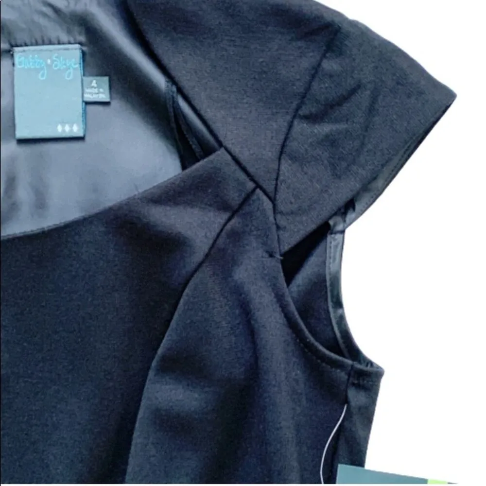 Gabby Skye Dress Cap Sleeve Peplum A-line Black Mini Dress Size 4 NEW - Image 6