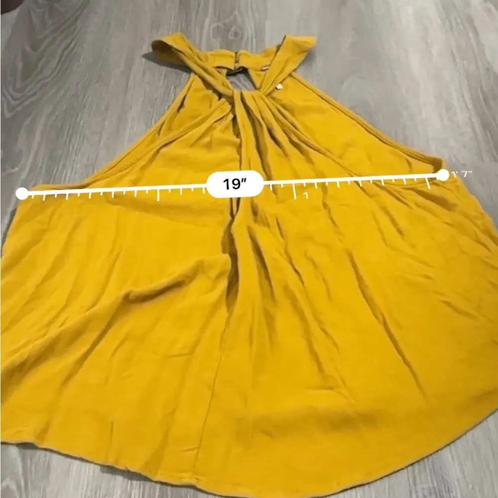 Free People Twist &‎ Shout Gold Mustard Keyhole Buckle Back Tank Top Size S - Image 7