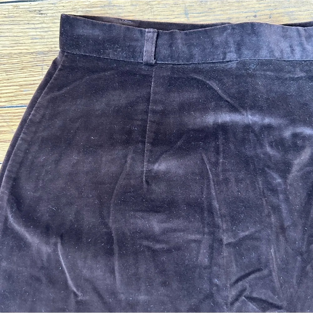 Vintage deep brown velvet skirt with front slit 1970s style zipper size 11 - Image 7