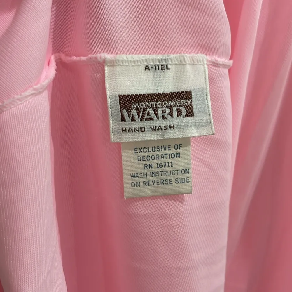 Vintage Montgomery Ward Pink Lace Slip Nightgown Dress Size Large Made In USA - Image 7