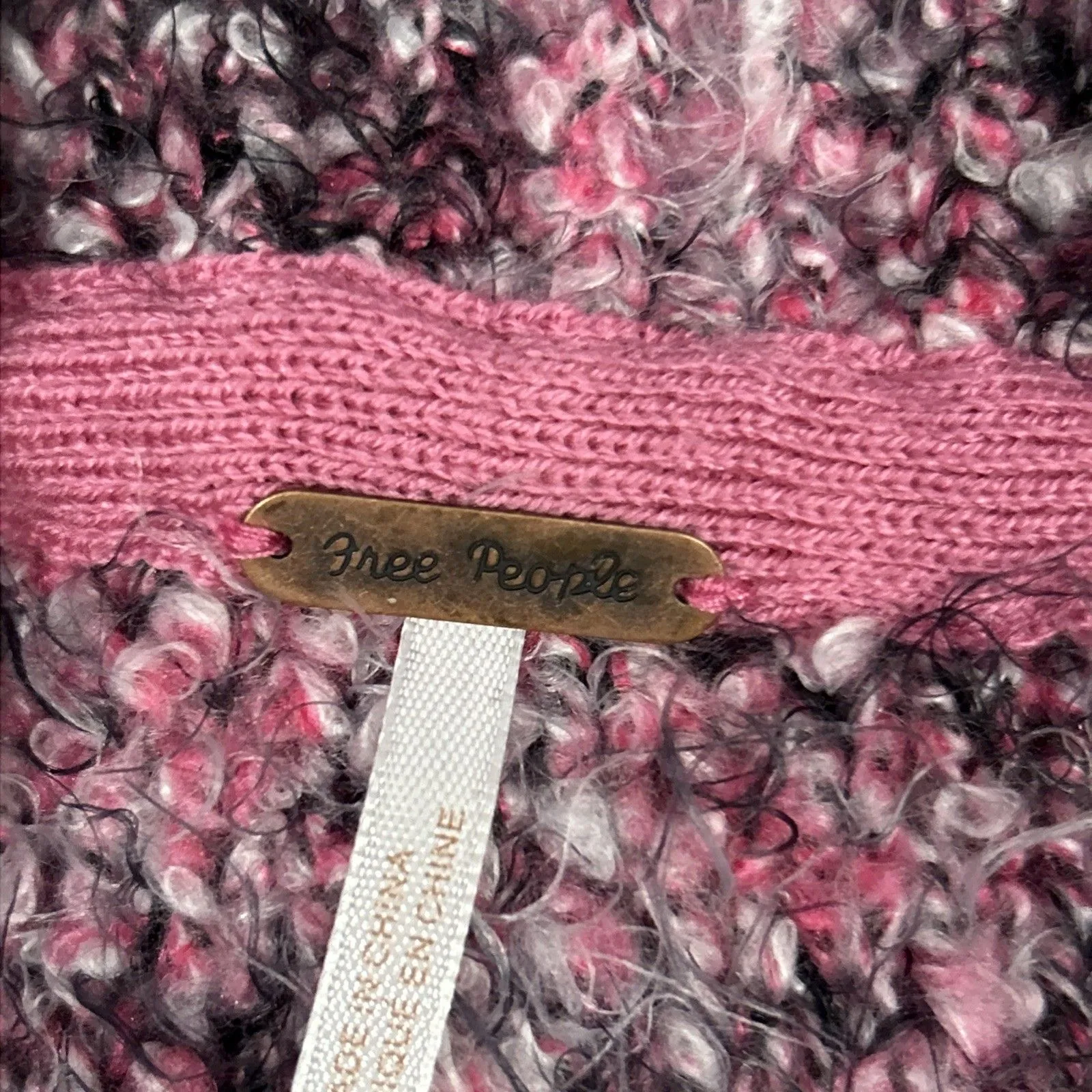 Free People Stellar Sweater Small Pullover Oversized Fuzzy Button Collar Slouchy - Image 3