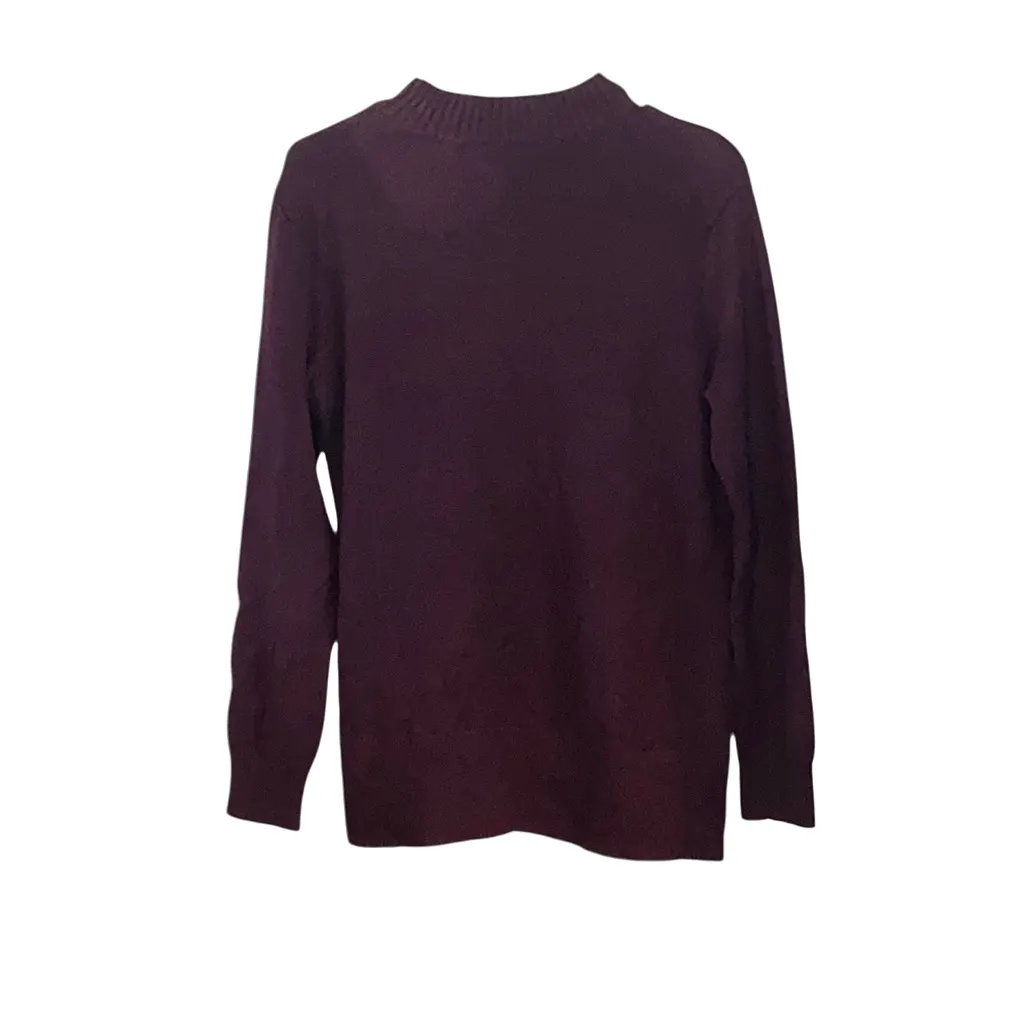 Simply Vera Vera Wang embellished layered-look tunic Burgandy Cable knit sweater - Image 6