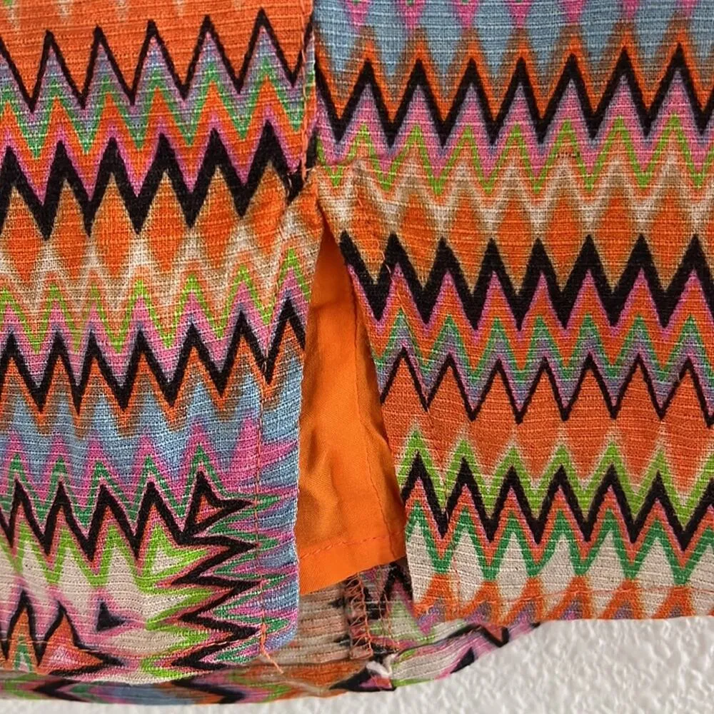 Urban Outfitters Linen Blend Geometric Mini Skirt Festival Boho Bright Statement - Image 5