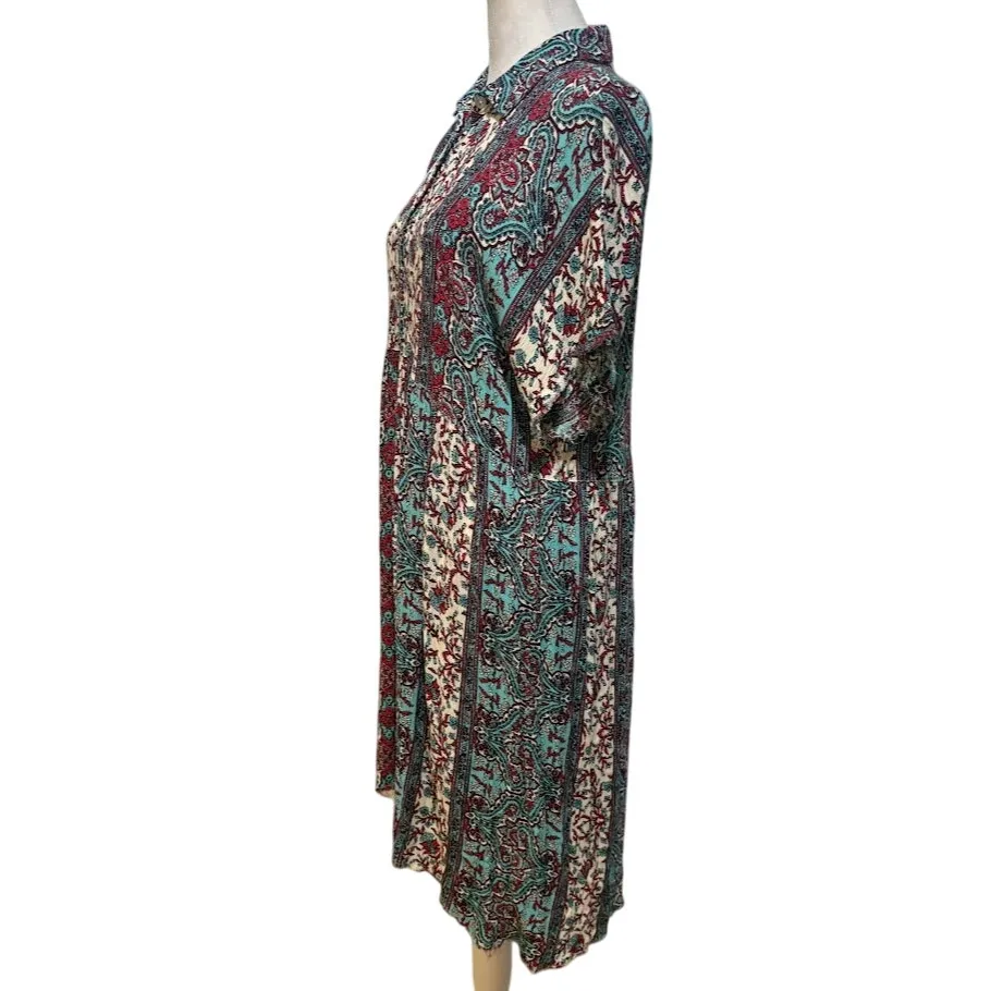 Anthropologie Uncle Frank Floral Frayed Hem Shirt Dress Size Small - Image 4