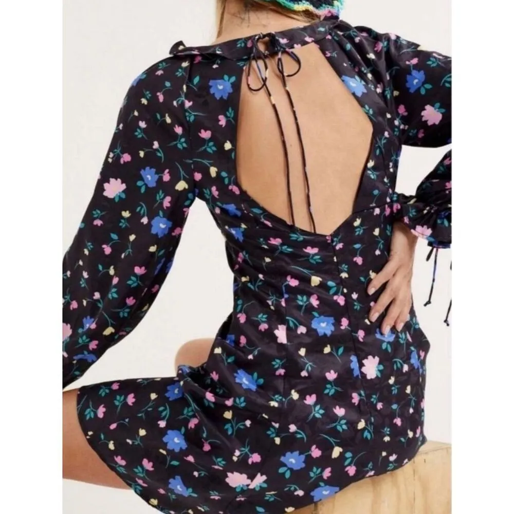 New For Love and Lemons Lexy Black Floral Long Sleeve Dress Size XS - Image 5