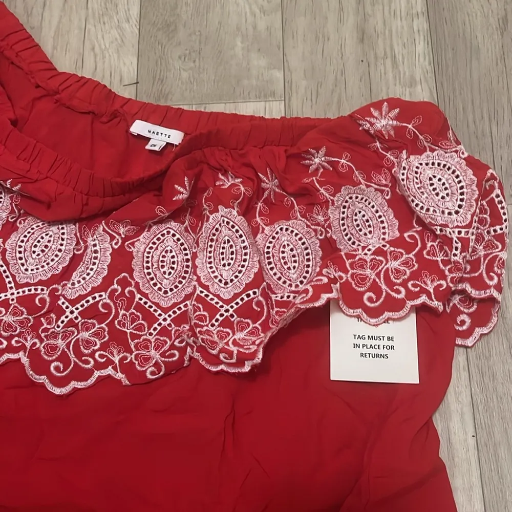 Naette embroidery one shoulder ruffle top 2x plus NWT red fourth July - Image 2