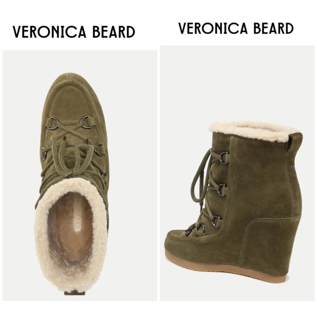 VERONICA BEARD Elfred Suede Shearling Lace-Up Booties NEW - Image 7