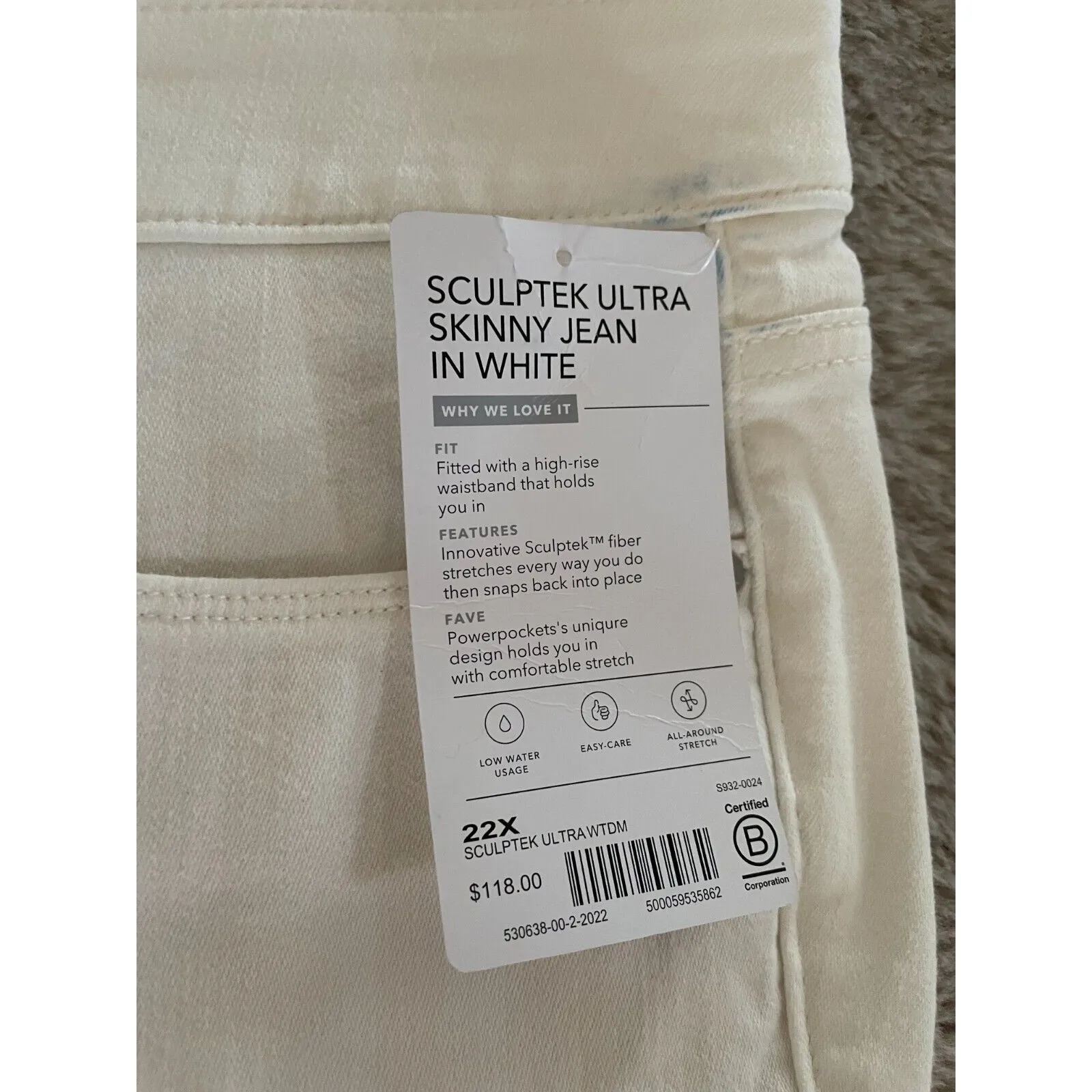 NWT Athleta Skulptek Ultra Skinny Jeans Women's‎ Plus 22 X White Stretch Outdoor - Image 7