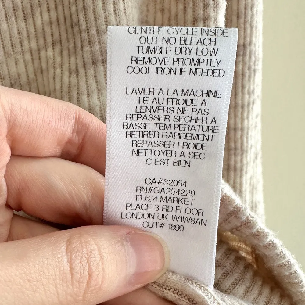 DOLAN Mockneck Long Sleeve Sweater with Keyhole Neckline, Tan, Size XS - Image 11