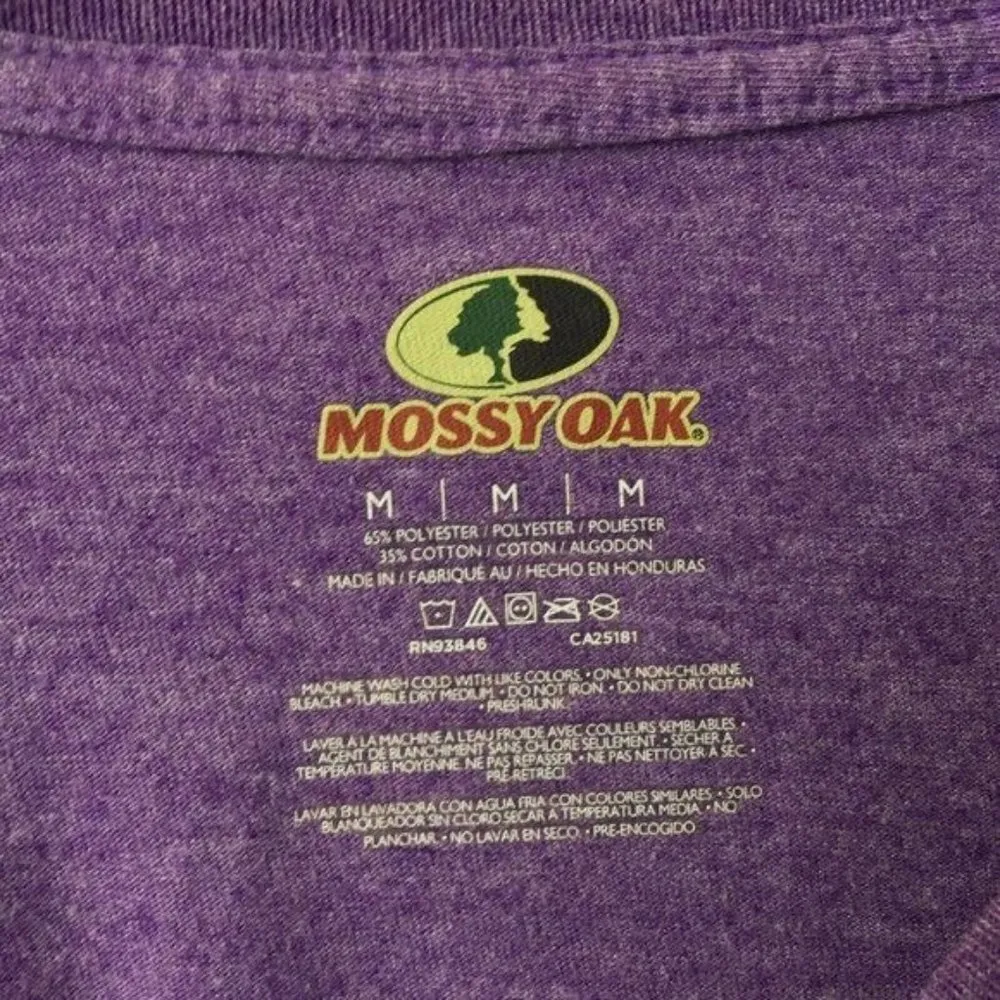 Mossy Oak T Shirt Graphic Tee Short Sleeve Logo Purple Crewneck Womens Medium M - Image 3