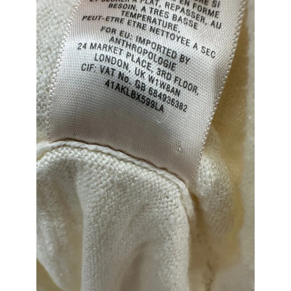 Moth Anthropologie Tunic Sweater Women Medium Cream 1/2 Sleeve Cotton Side Slit - Image 9