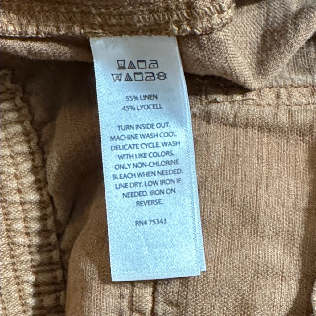 Cynthia Rowley Brown Linen Blend Cargo Joggers Size Large - Image 4