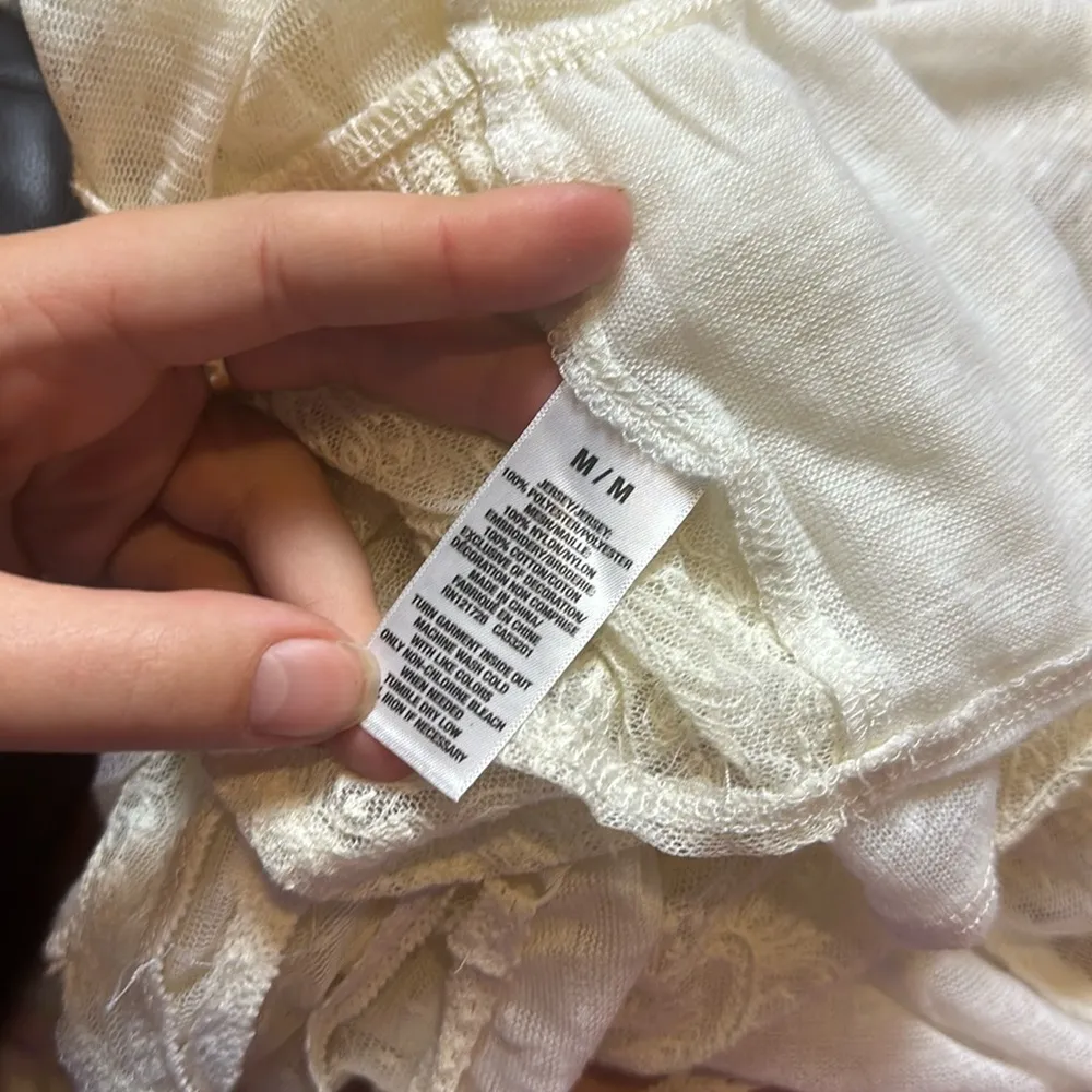 RETRO AEROPOSTALE PATCHWORK SHEER CREAM LACE CAMI TUNIC ROMANTIC BOHO - Image 4