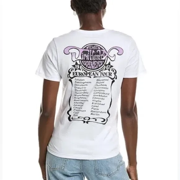 PRINCE PETER Jimi Hendrix European Tour Tee M 18.5” p2p White $60 Retail NWT Size M - Image 8