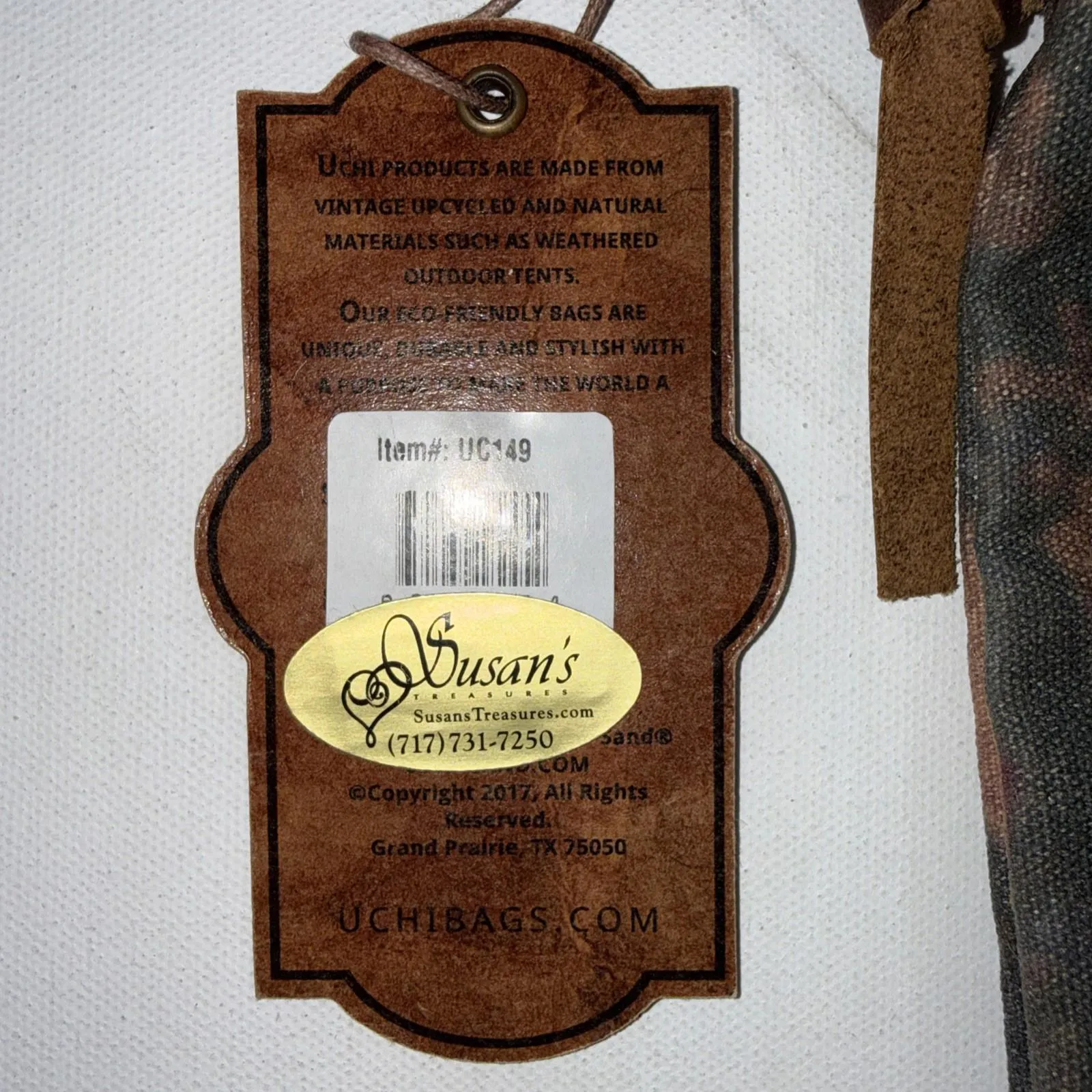 Uchi Gold Splattered Small Canvas Crossbody Equestrian Boho Vintage Wear Purse Brown - Image 5