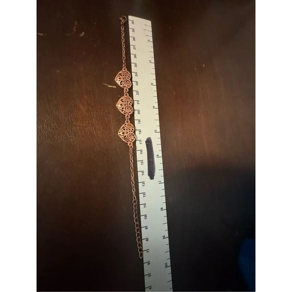 Women's Gold Tone Heart Shaped Charm Adjustable Chain Bracelet Dainty Feminine Gold - Image 5