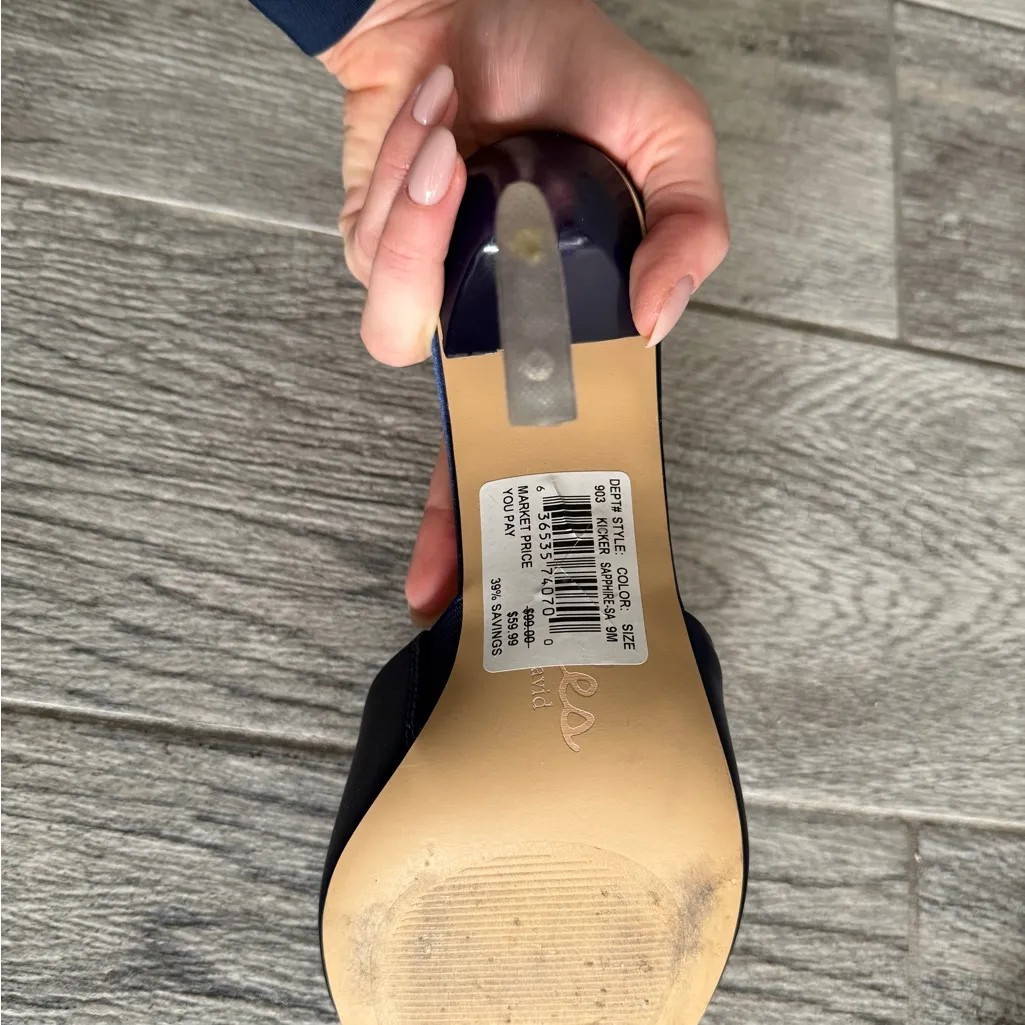 Women's Satin Navy Slip-on Pumps - Image 6