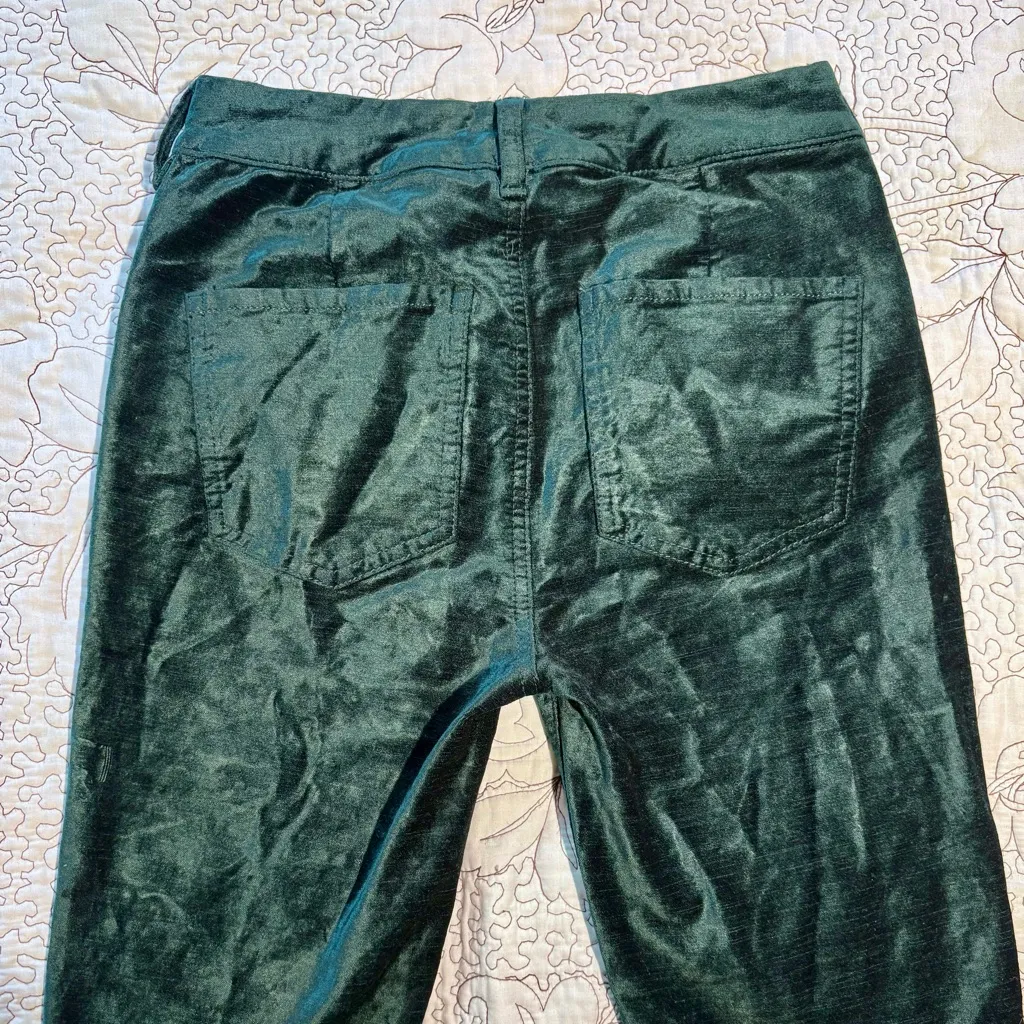 Free People High Time Velvet Kick Flare Pants – Jewel Green Boot Crop Sz 27💛 - Image 5