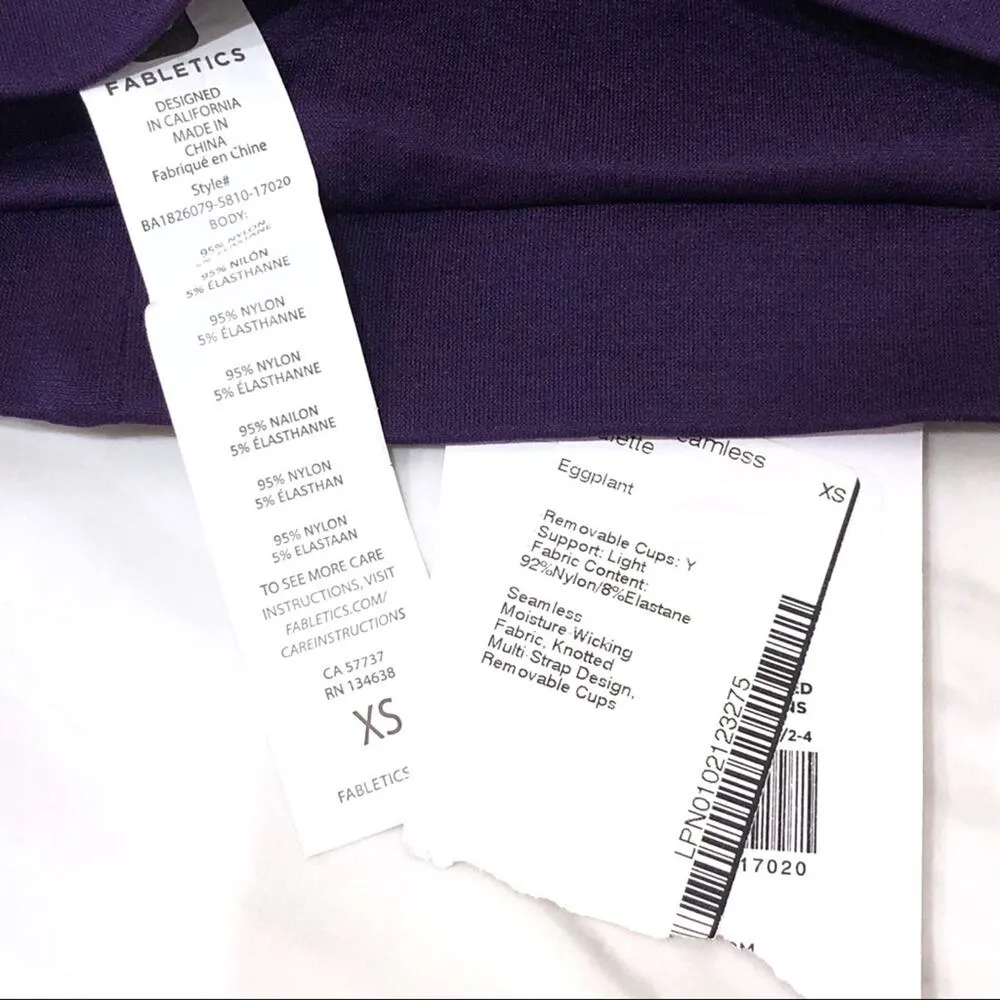 Fabletics Dara Seamless Bralette XS Purple NEW - Image 6