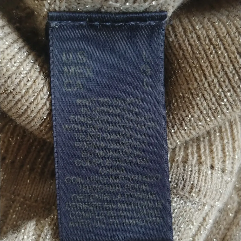 Liz Claiborne Cable knit Gold Shimmer Turtleneck Sweater - Image 6