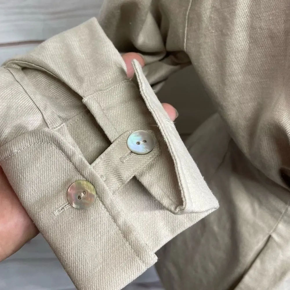 L'Academie The Lorene Blouse Oatmeal Cream Long Sleeve Tunic Blouse Size XS NWT - Image 6