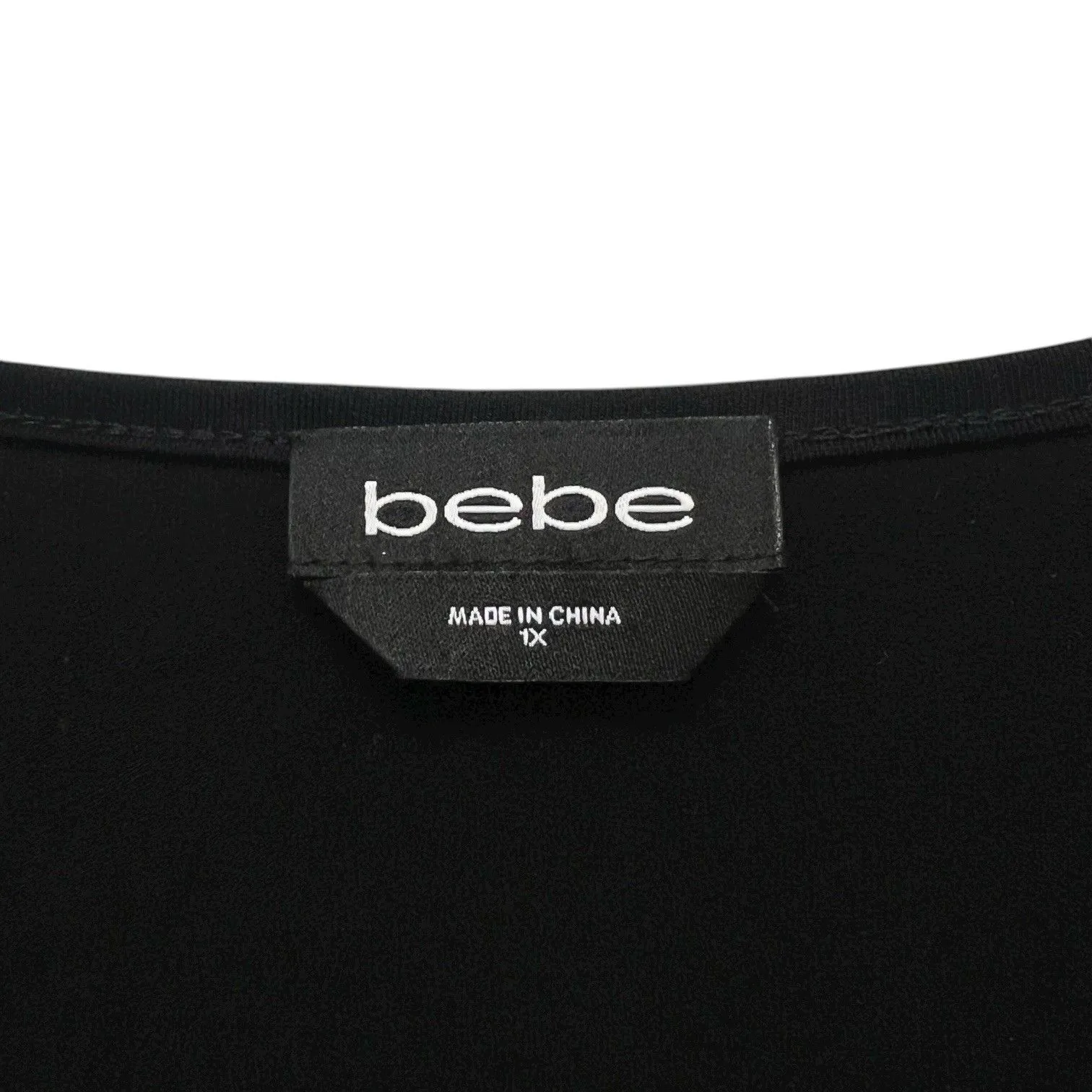 Bebe Logo Cutout Jersey Tee Blouse Black Beaded Rhinestones T-Shirt Y2K Size 1X - Image 6