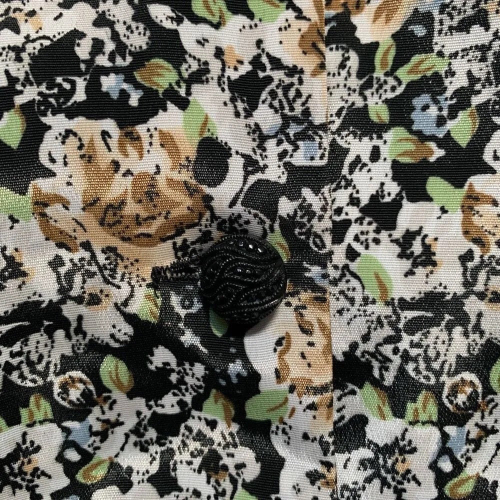 Vintage Tan Black Floral Button - Image 8