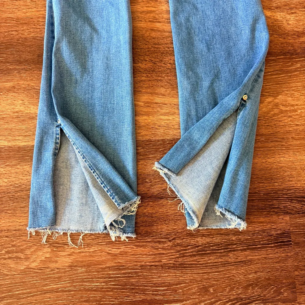 Pilcro‎ High Rise Skinny Bootcut Jeans Button Fly Raw Hem Slit Leg Anthropologie - Image 6