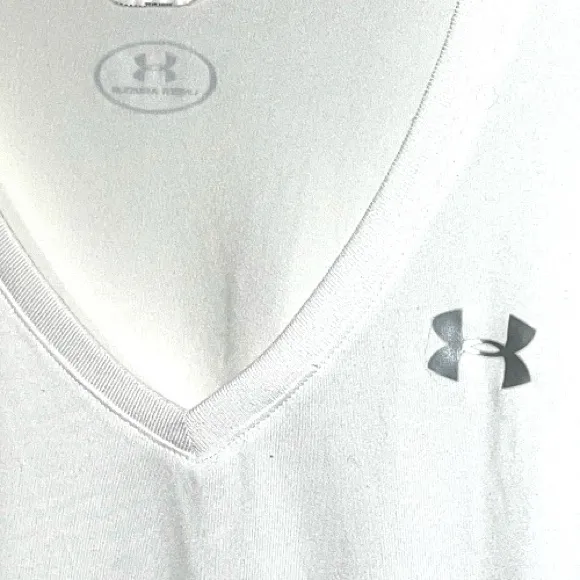 Under Armour Women's V-Neck White Long Sleeve Tee - Image 4