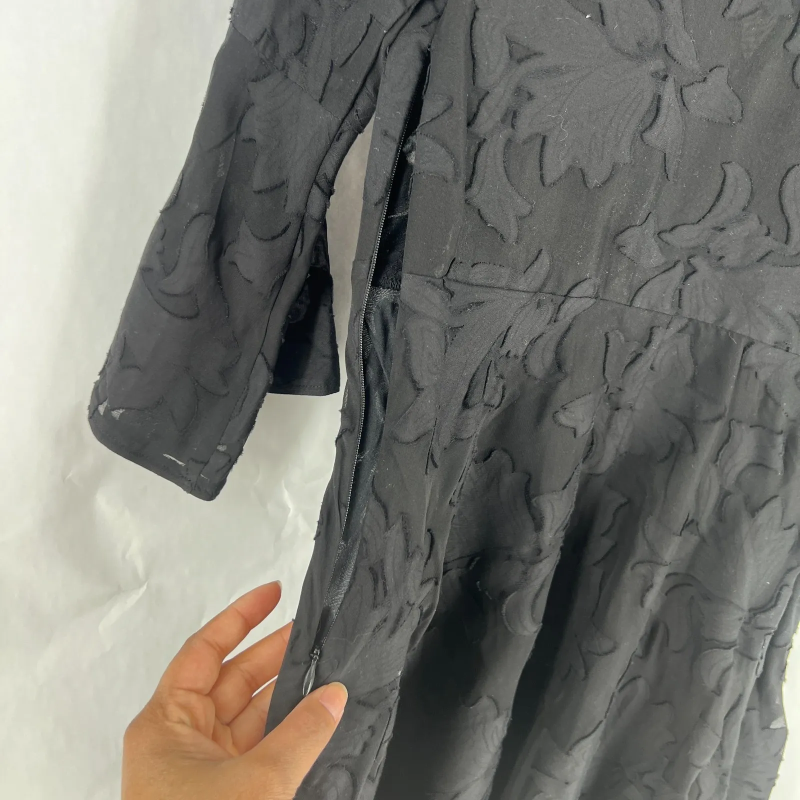 Twelfth Street by Cynthia Vincent Fit & Flare Dress Womens 2 Black Bell Sleeve - Image 10