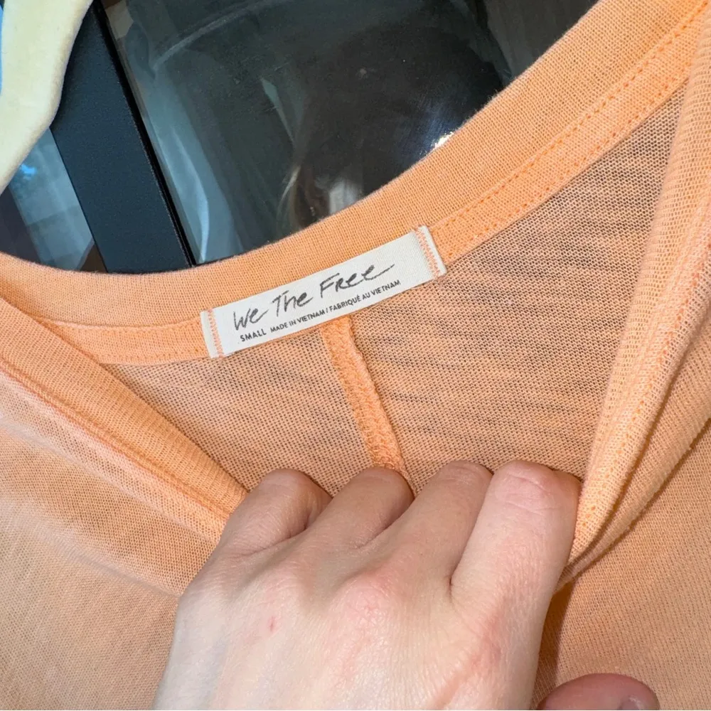 Free People tee We The Nina top tangerine Cactus Flower raw hem short sleeve - Image 3