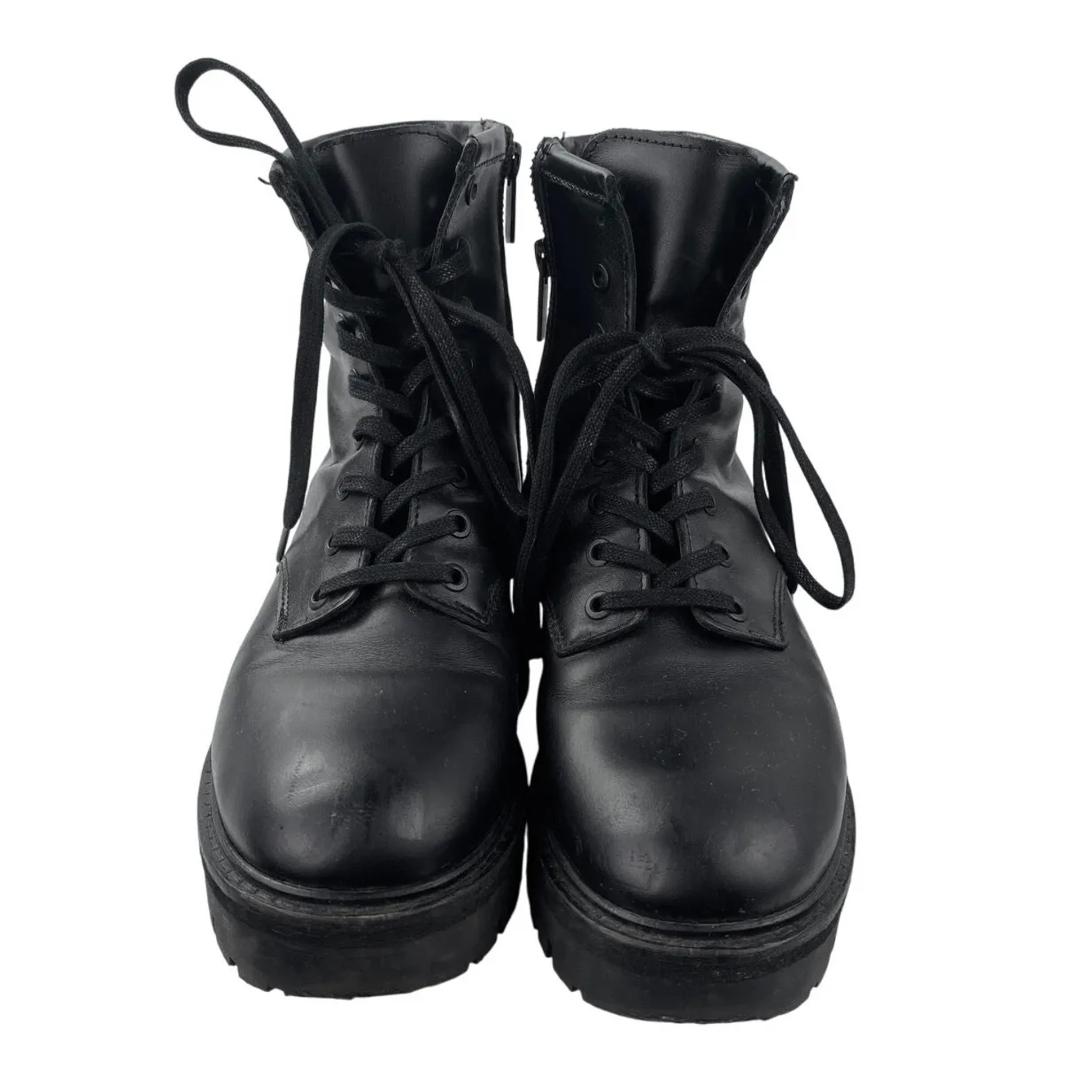 Thursday Women's Black Leather Lace Up Side Zip Chelsea Ankle Combat Boots Sz 6 - Image 2