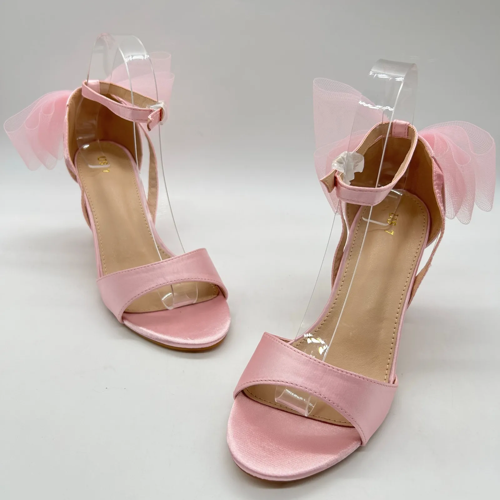 Allegra K Sandal Womens 7 Pink Open Toe Bow‎ Chunky Heel Sandals NEW - Image 2