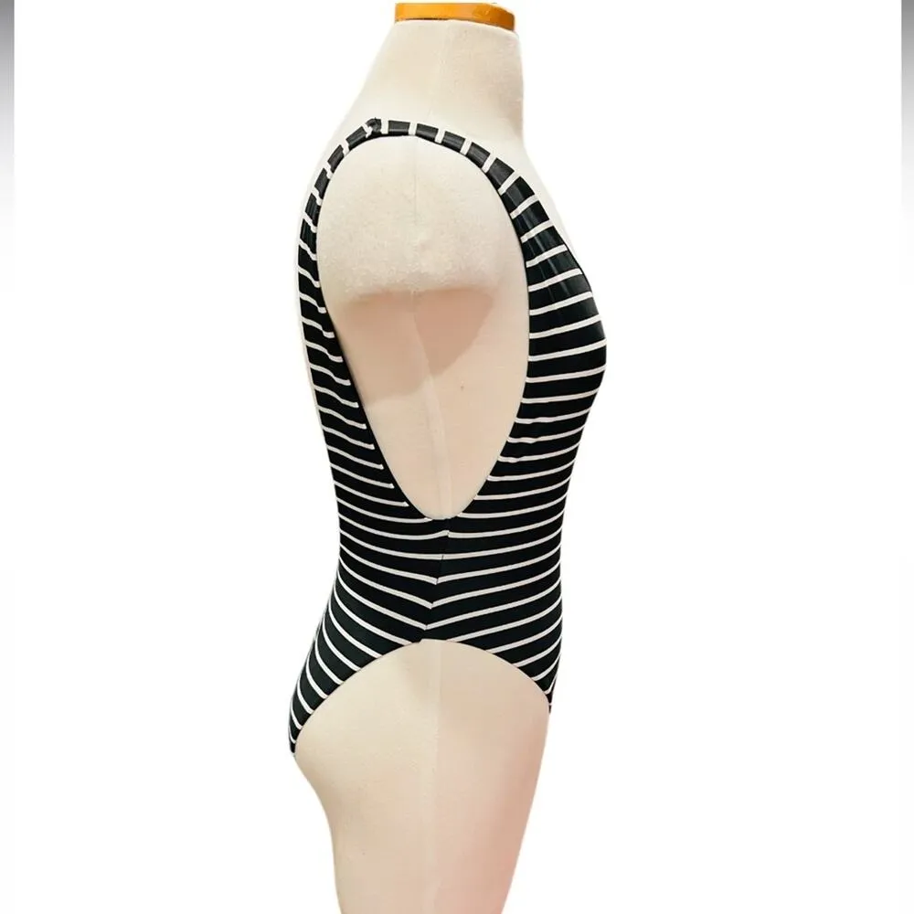 American Eagle Aerie Super Scoop Striped One Piece Black Size Medium - Image 3