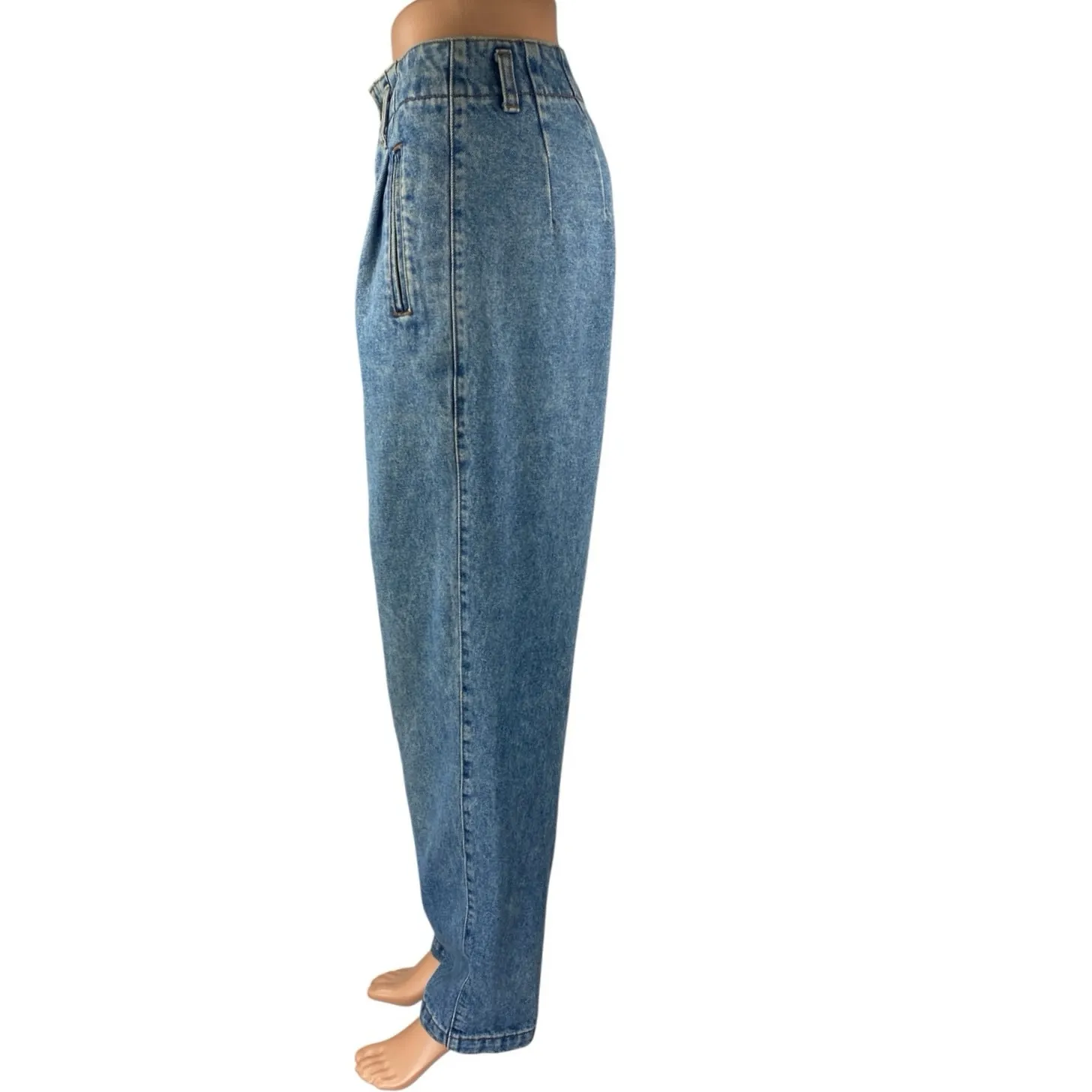 Gap Women's Blue High Waisted Pleated Baggy Tapered Leg Denim Jeans Pants 9/10 - Image 2