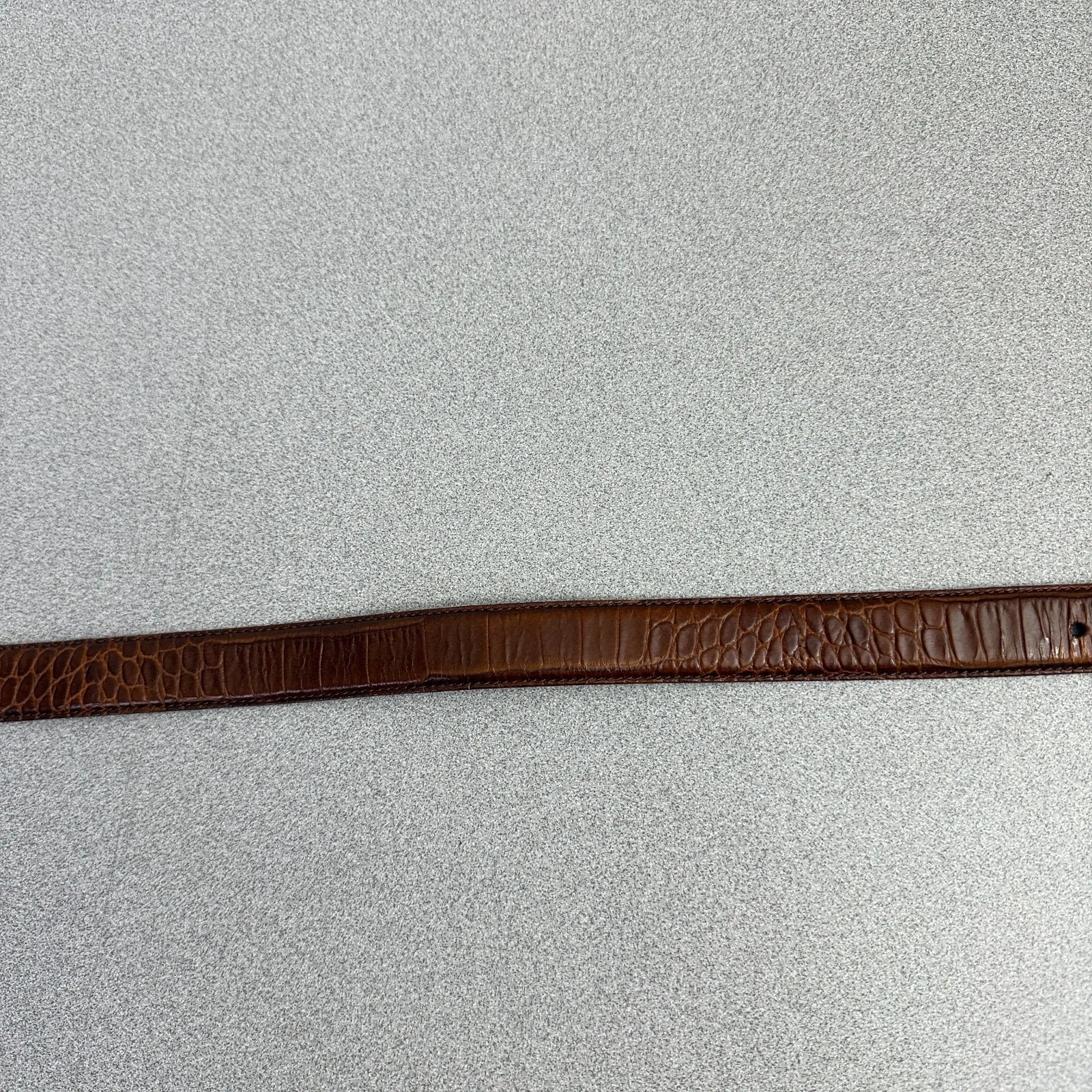 Ralph Lauren Collection Leather Belt Womens Medium Brown Gold Buckle Croc Emboss - Image 5