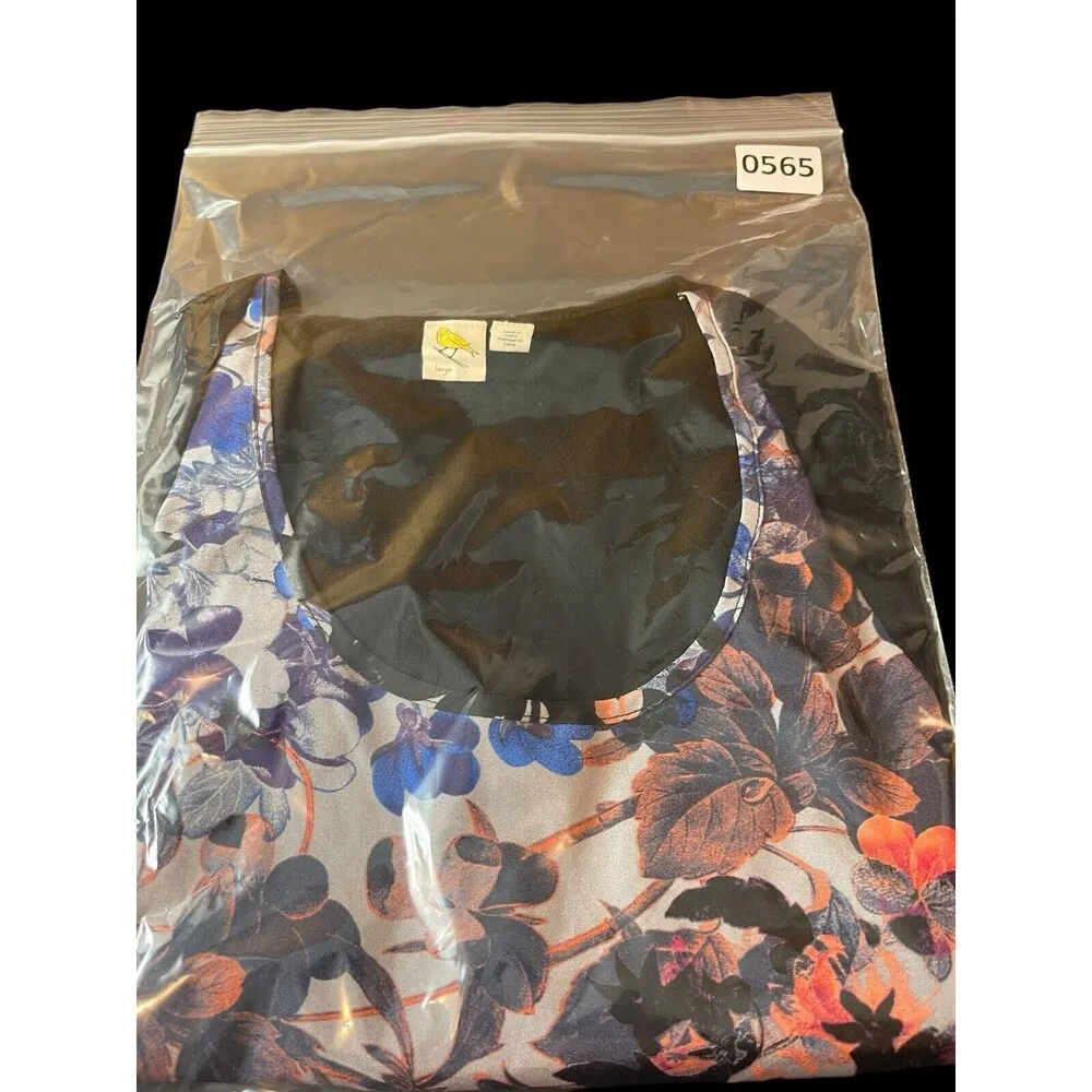 Anthropologie Yellow Bird Knit & Sheer Black Floral High Low Short Sleeve Top S - Image 11