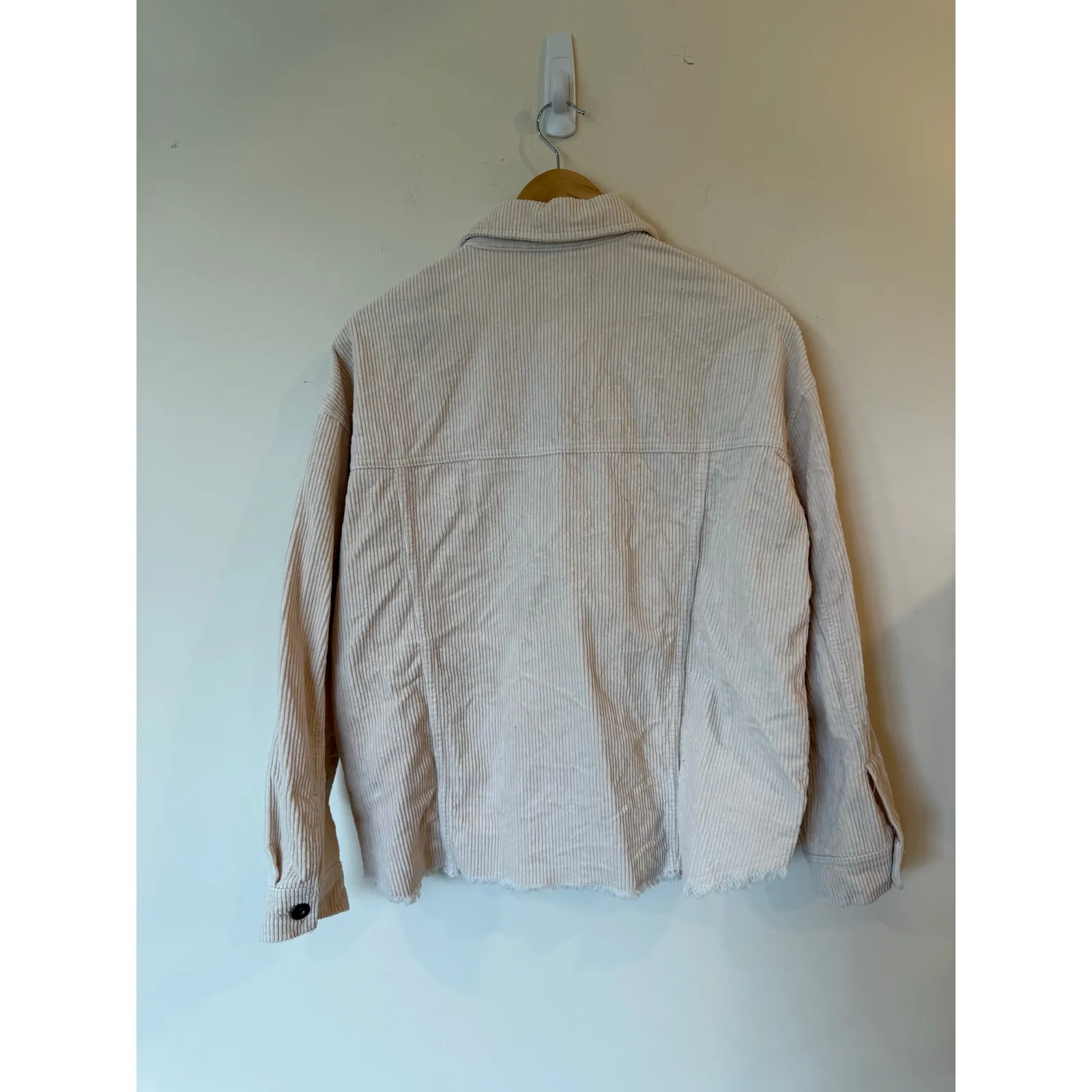 Zara Corduroy Jacket Womens Small Beige 100% Cotton Pocket Button Front Shacket - Image 2