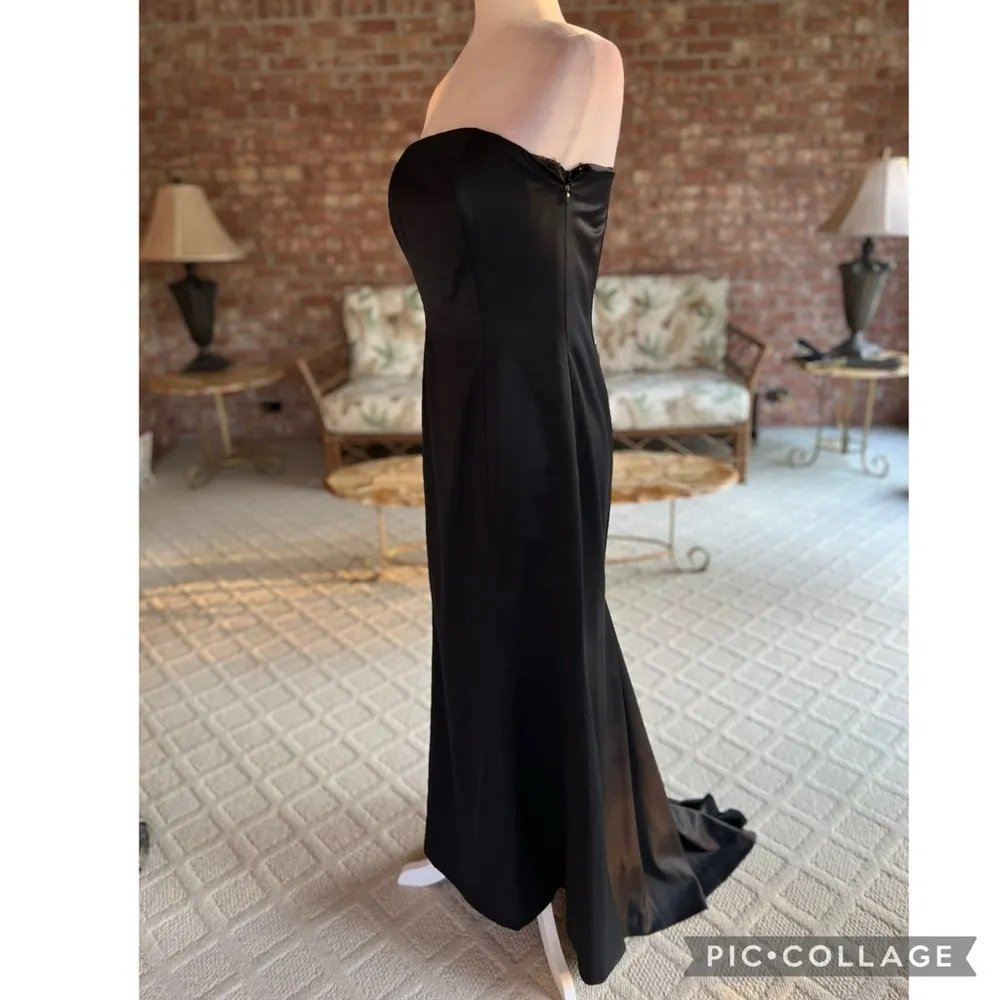 Christina Perrin Dress Evening Strapless Satin Mermaid Train Black 8 Formal - Image 8