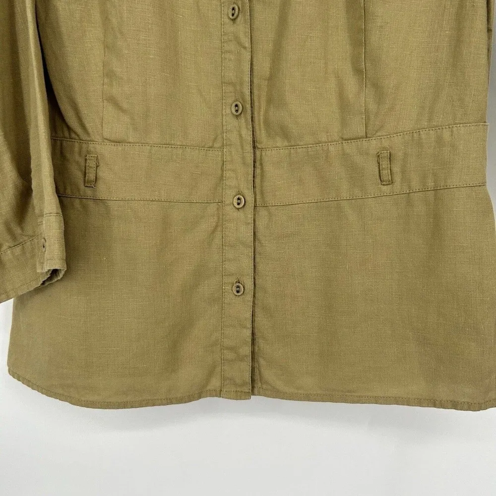 Richard Malcolm Linen Jacket Shacket Khaki Beige Button Front Collared S… - Image 5