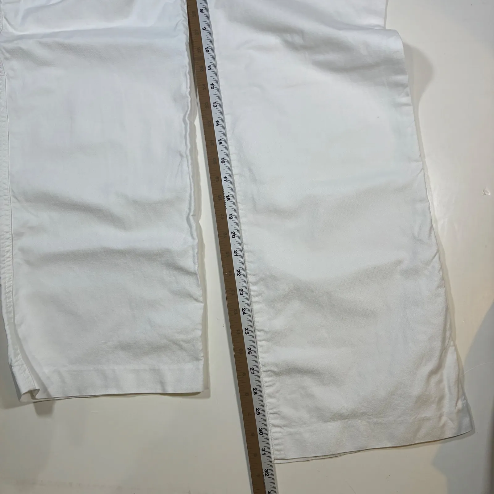 J.CREW Favorite Fit‎ White Linen Blend Wide Leg Pants Women's Size 10 - Image 8