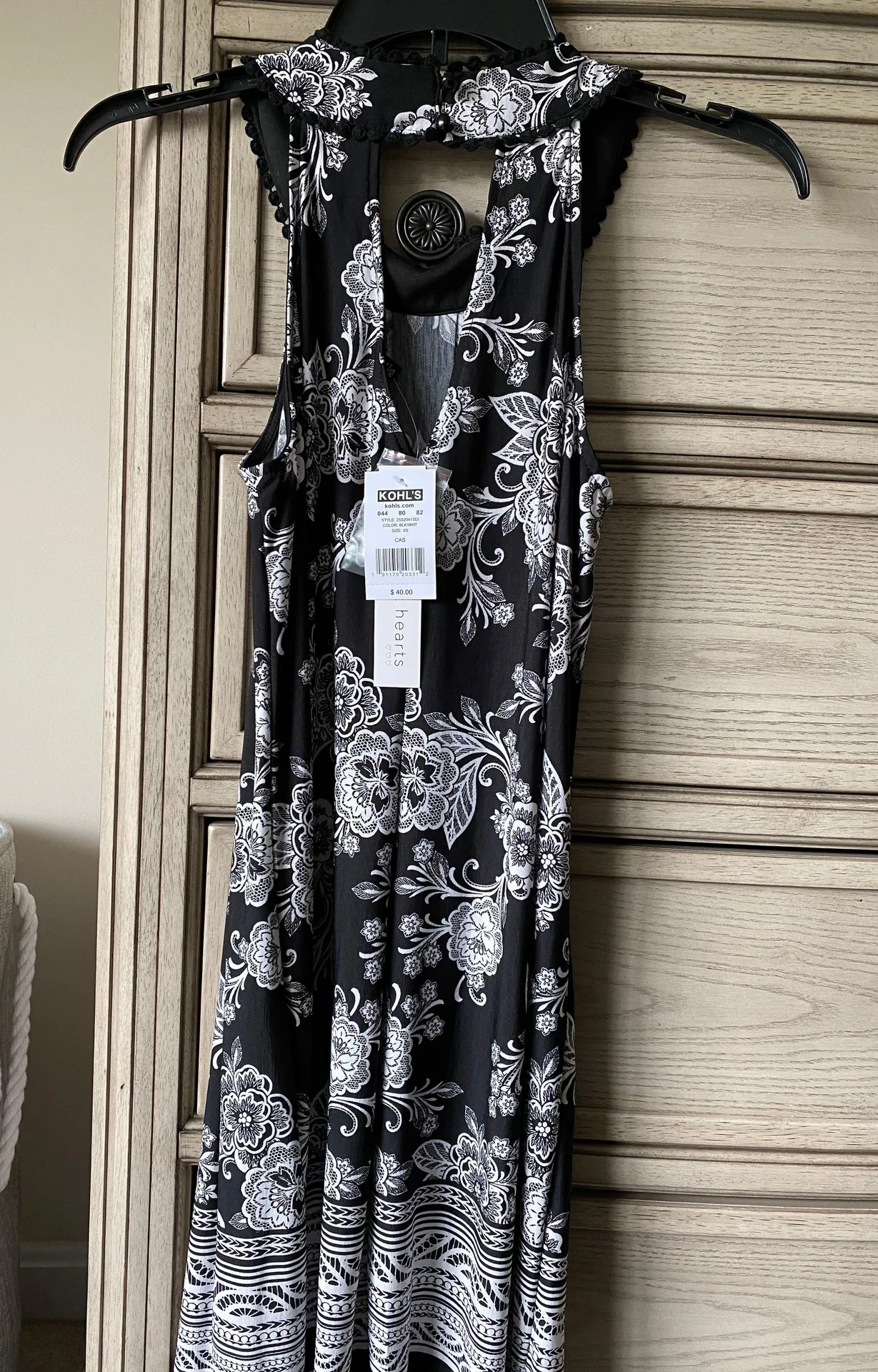 Three Pink Hearts Black And White Dress  - Image 2