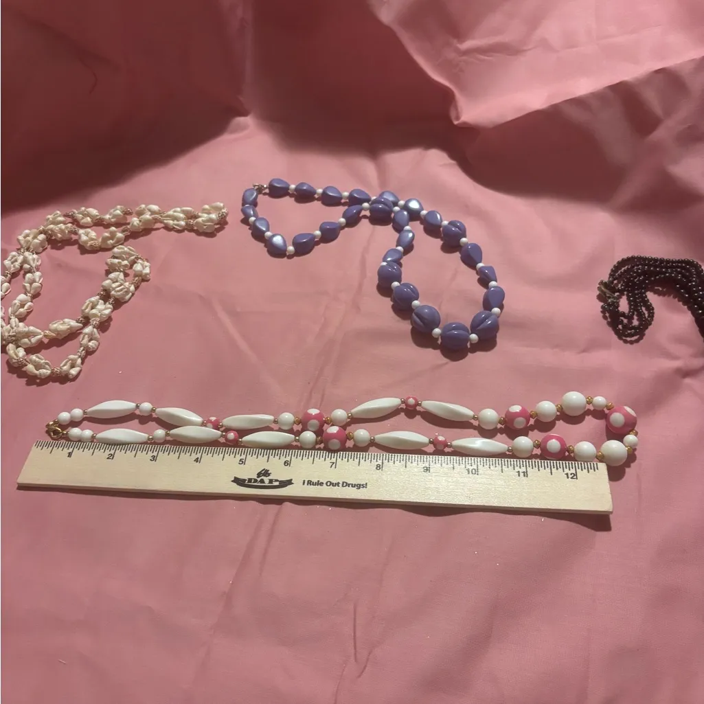 Eclectic Set of 4 Vintage Necklaces Bright Colors Mid - Image 7