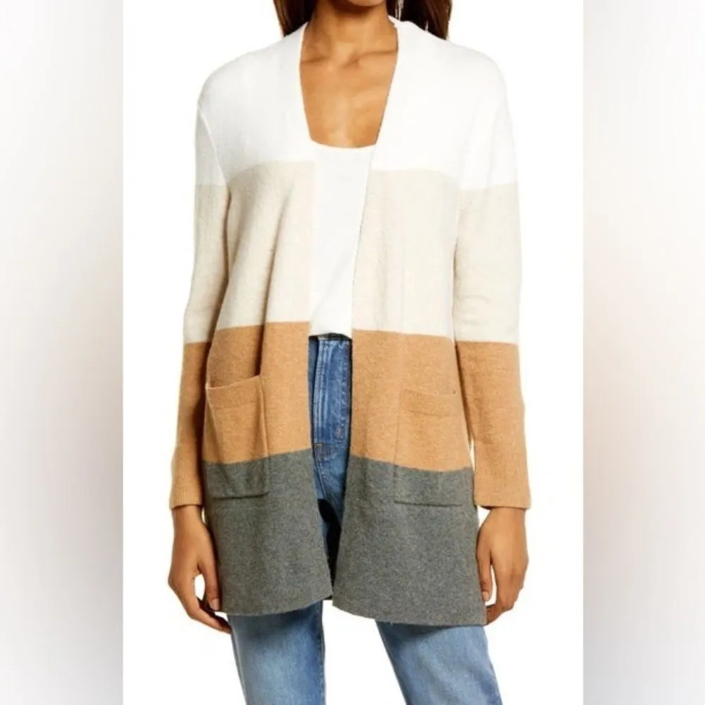 Madewell KENT COLORBLOCK CARDIGAN IN ANTIQUE CREAM Tan Medium Alpaca Wool - Image 13